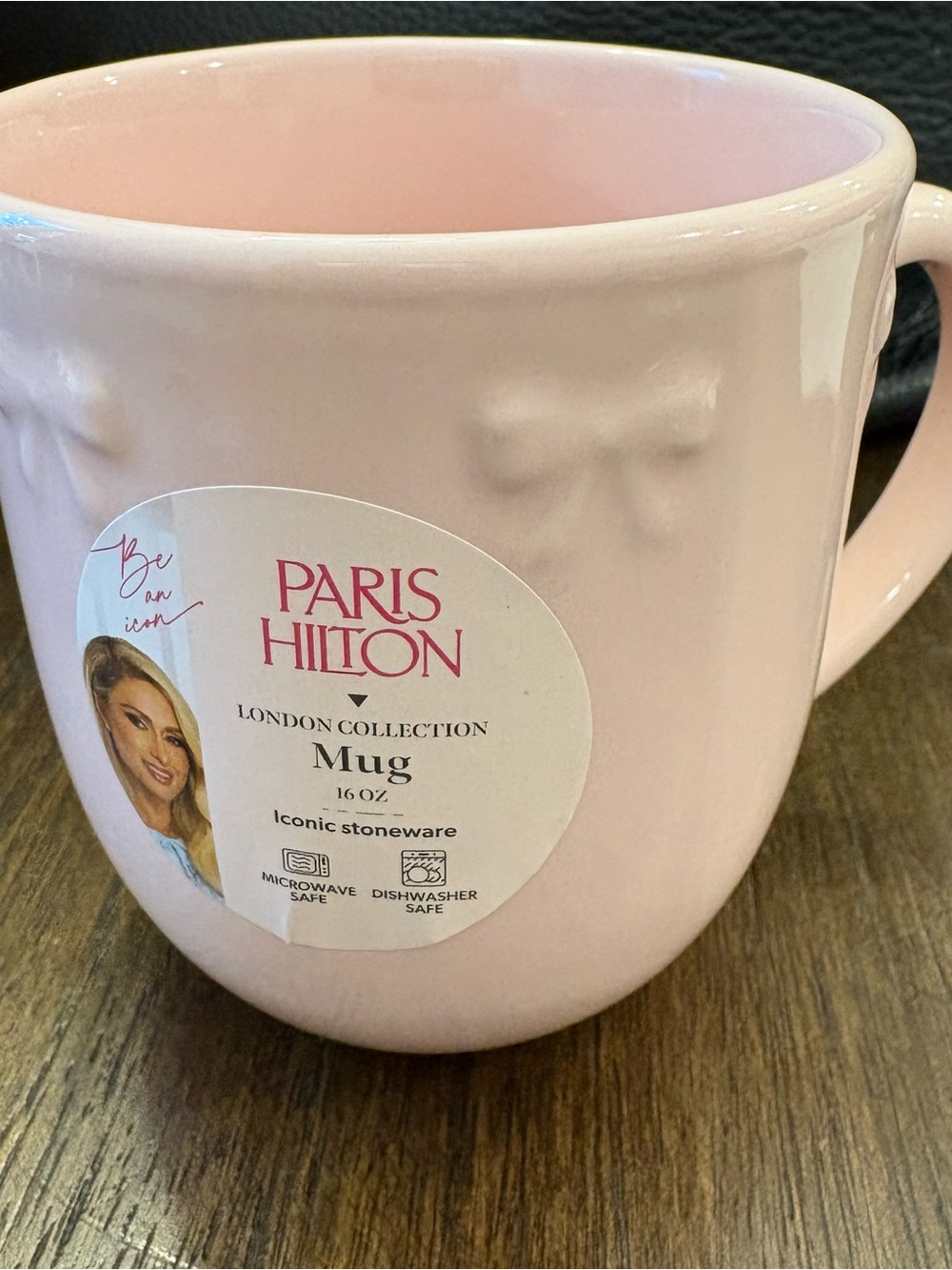 Paris Hilton London Collection Stoneware Embossed Bow Mug Blush Pink NWT